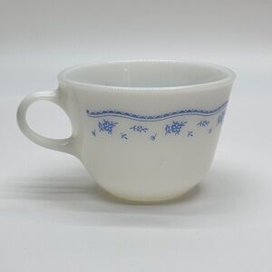 Vintage Pyrex Classic White and Blue‎ Floral Coffee Cup “Morning Blue” design
